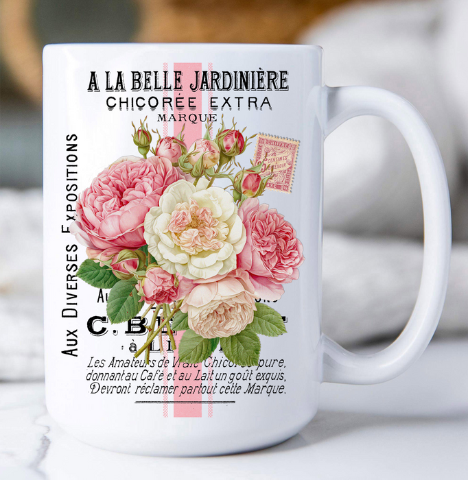 Vintage Shabby Chic French Roses Coffee Mug