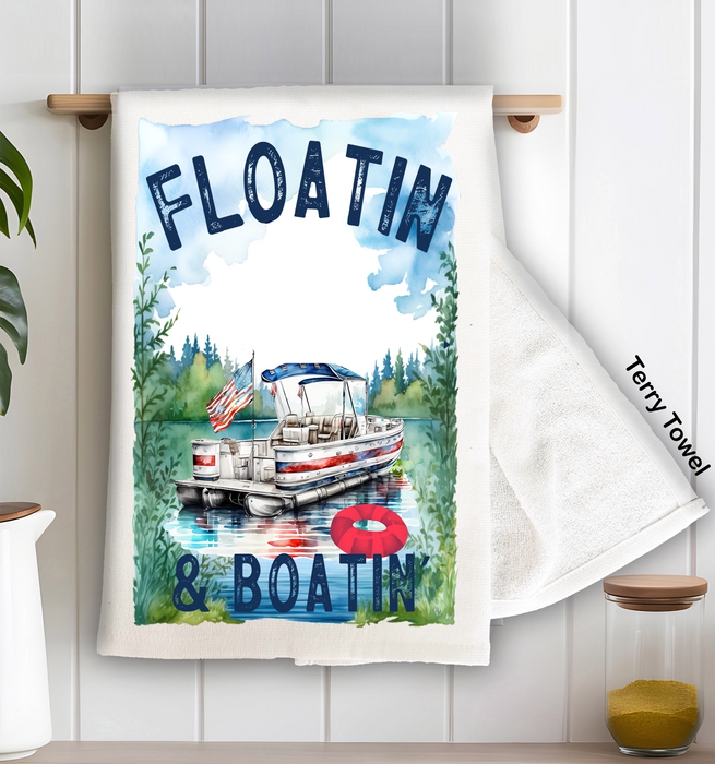 Floating and Boating on the Lake Kitchen Terry Towel