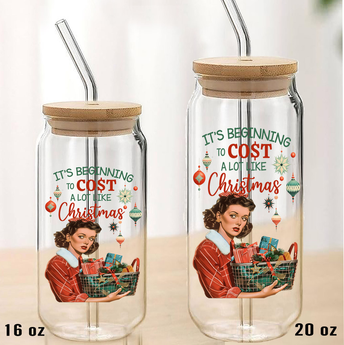 Beginning to cost like Christmas Can Glass with Lid Straw