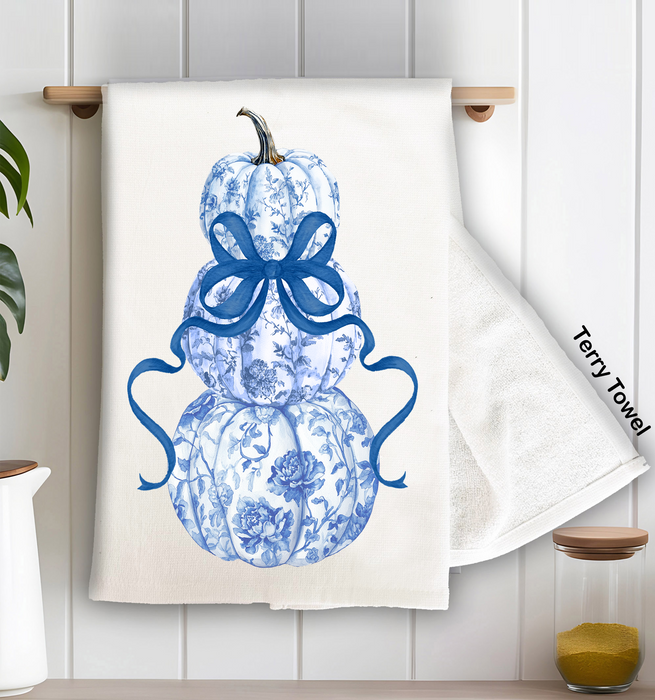 Fall Chinoiserie Blue & White Kitchen Terry Towel