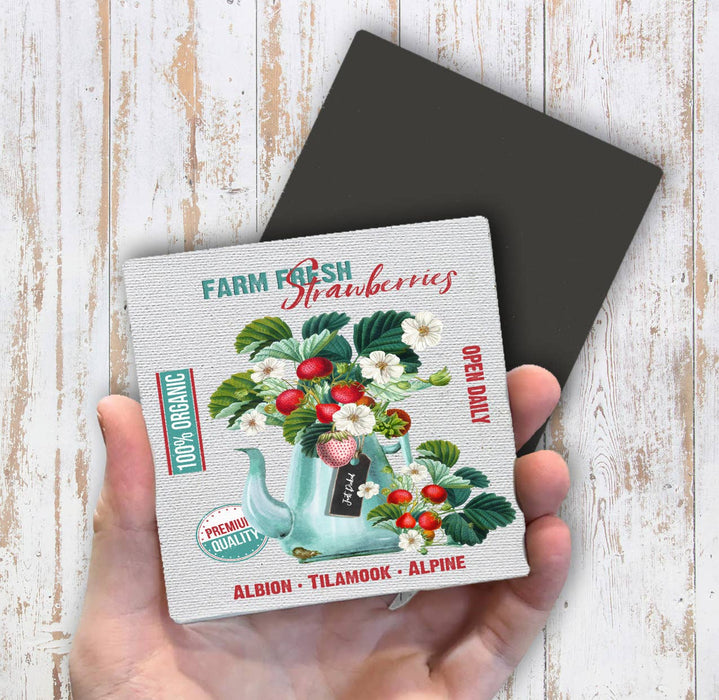 Farmhouse Fresh Strawberries Organic Magnet Fridge