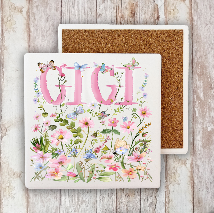 Mother's Day Wild Flowers Gigi Stone Coaster