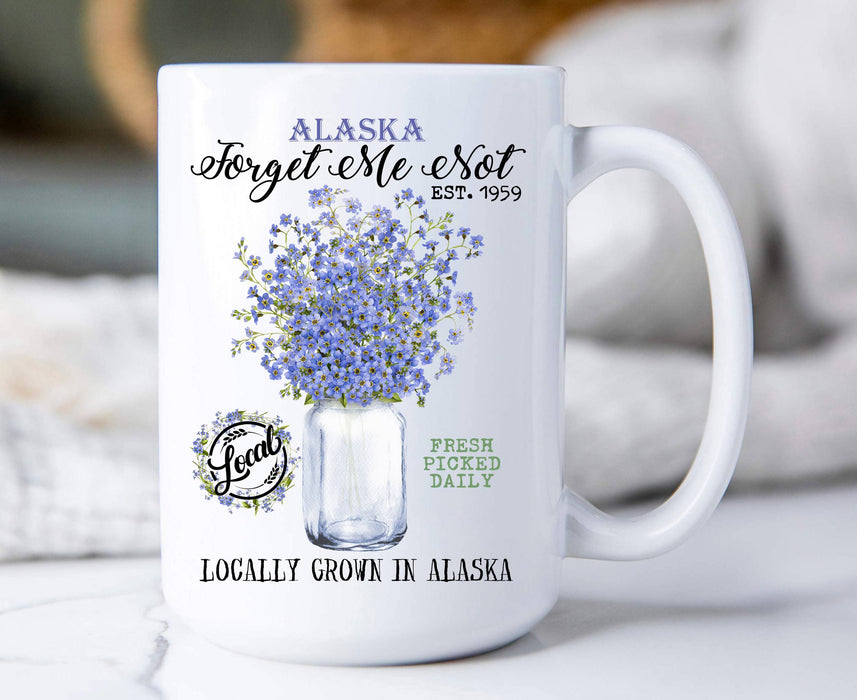 Alaska State Flower Forget Me Not Coffee Mug
