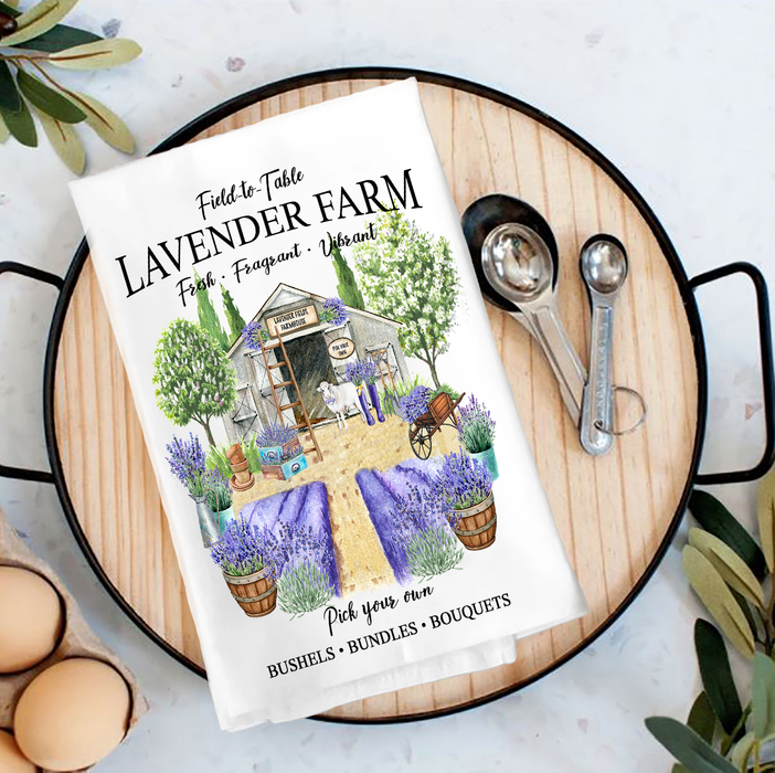 Spring Lavender farm Tea Towel