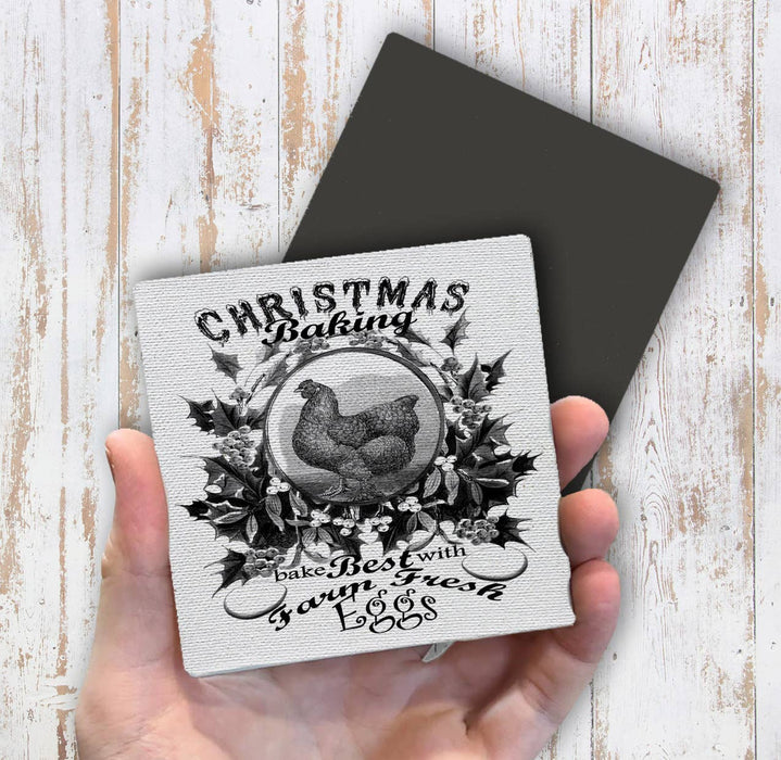Christmas Baking Farm Fresh Eggs Chicken, Magnet Fridge