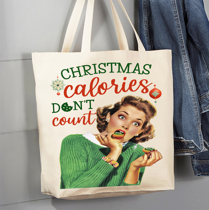 Christmas Funny Calories Don't Count Canvas Tote Bag