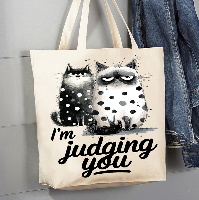 Cat I'm Judging You Canvas Tote Bag