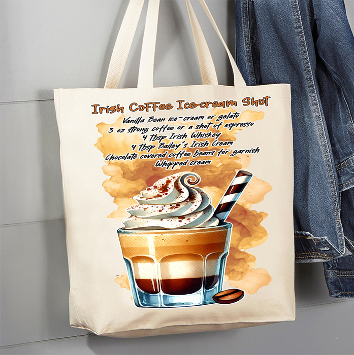 Summer Cocktail Irish Coffe Ice Cream Canvas Tote Bag