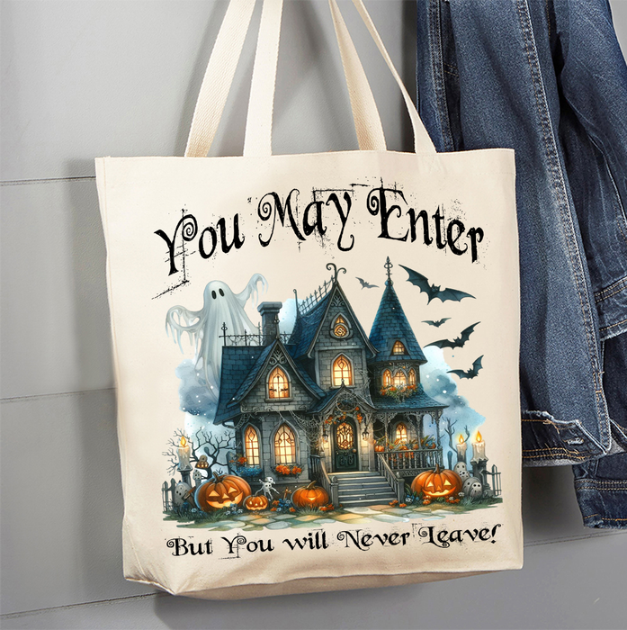 Halloween Hunted House Canvas Tote Bag
