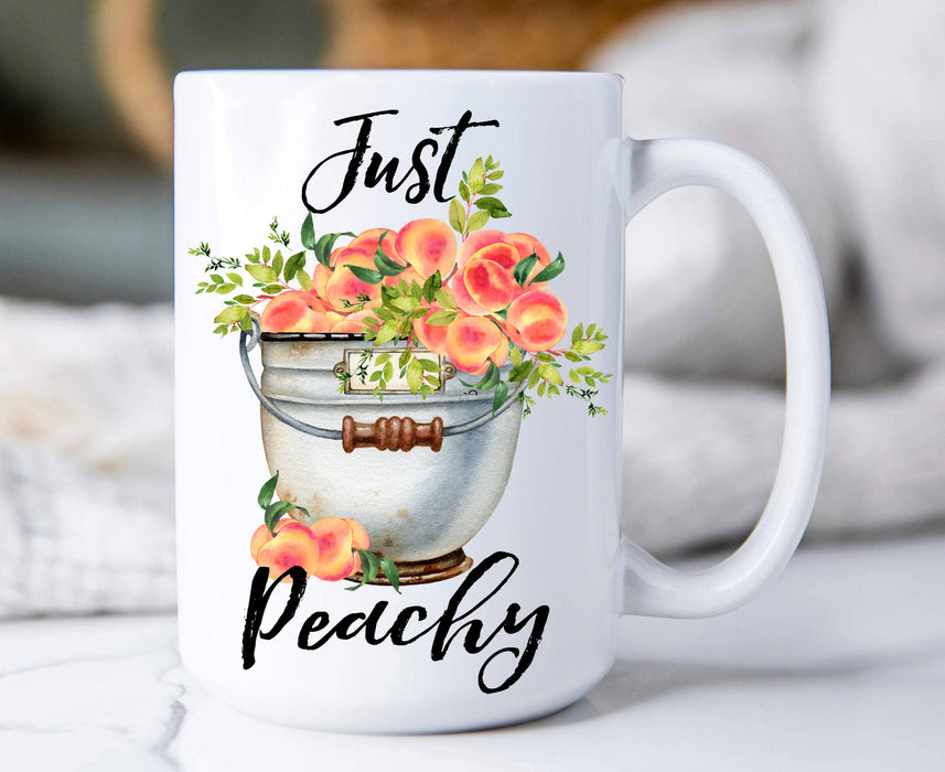 Just Peachy Bucket of Peaches 15 oz Coffee Mug