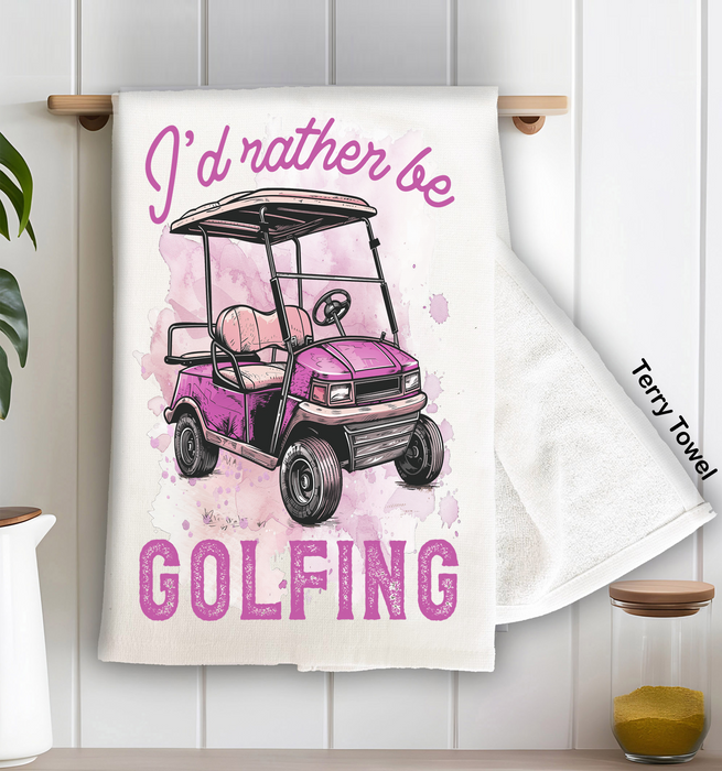I'd Rather be Golfing Pink Kitchen Terry Towel