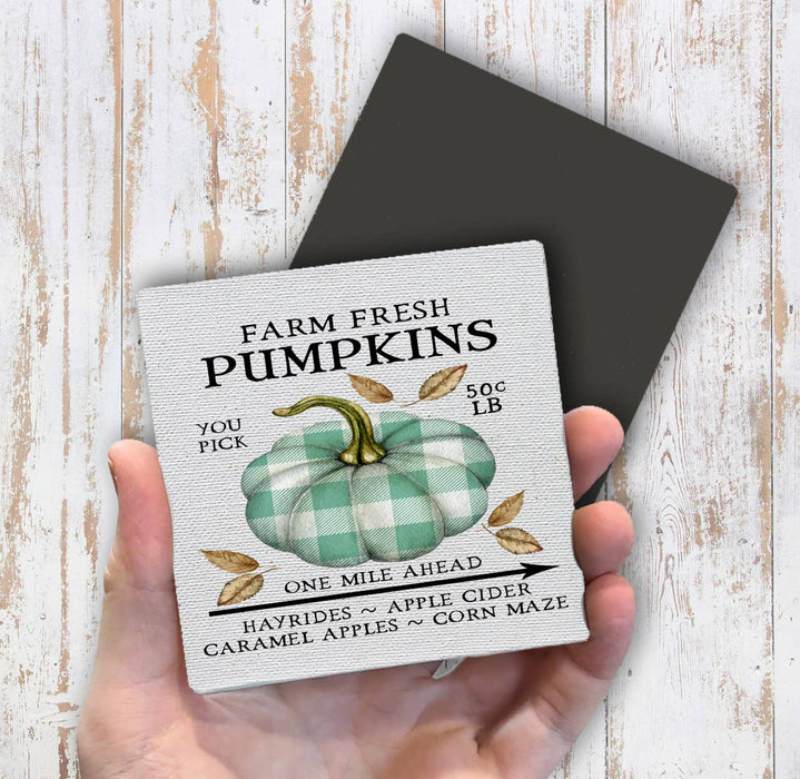 Farm Fresh Pumpkin Plaid, Magnet Fridge