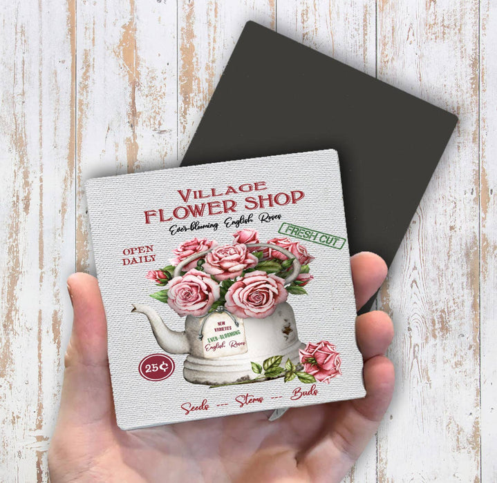 Village Flower Shop Roses Magnet Fridge