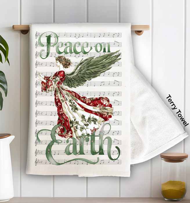 Christmas Peace on Earth Angel Kitchen Terry Towel
