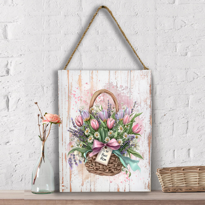 Mother's Day Basket Tulips Flowers Wall Decor
