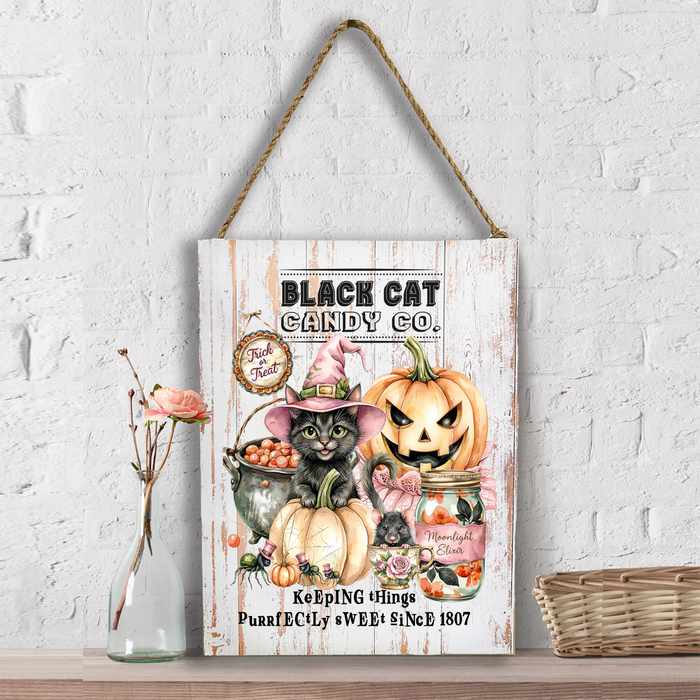 Halloween Black Cat Candy Company Wall Decor