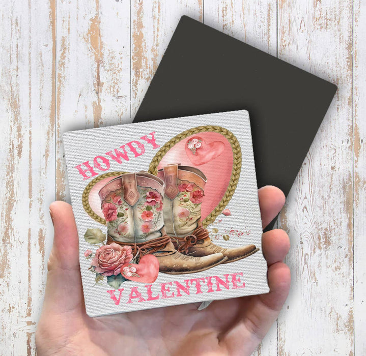 Howdy Valentine Cowboy Boots Magnet Fridge