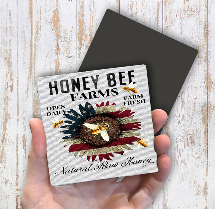 Honey Bee Patriotic Sunflower Magnet Fridge