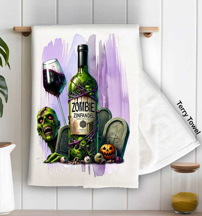 Halloween Zombie Zinfandel Kitchen Terry Towel