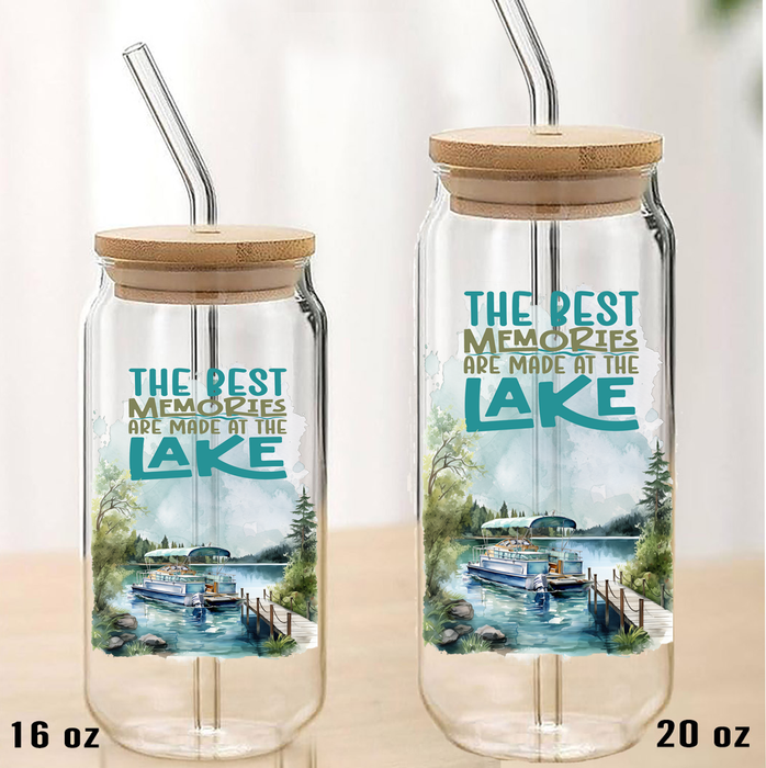 Best memories are made at the Lake Can Glass with Lid Straw