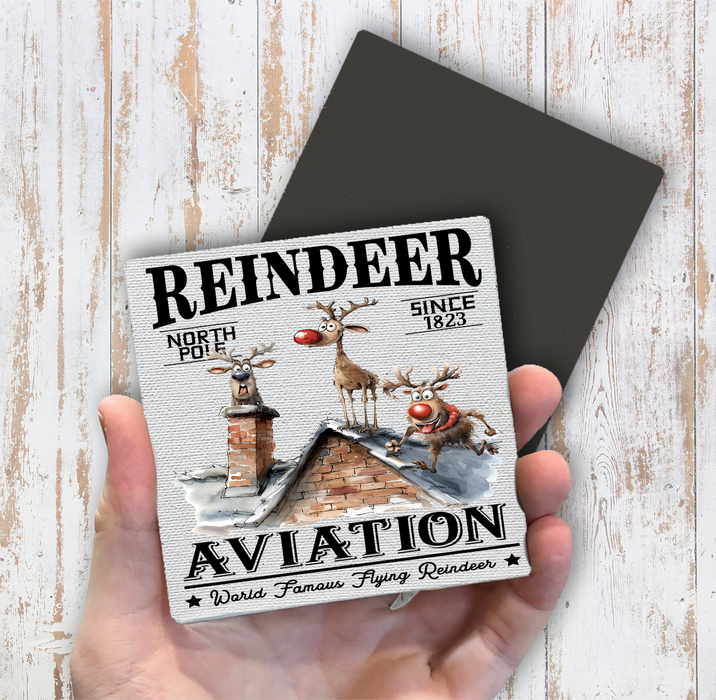 Christmas Reindeer Aviation Flying Magnet Fridge
