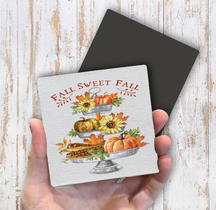 Fall Sweet Fall Pumpkins Corn Flowers, Magnet Fridge