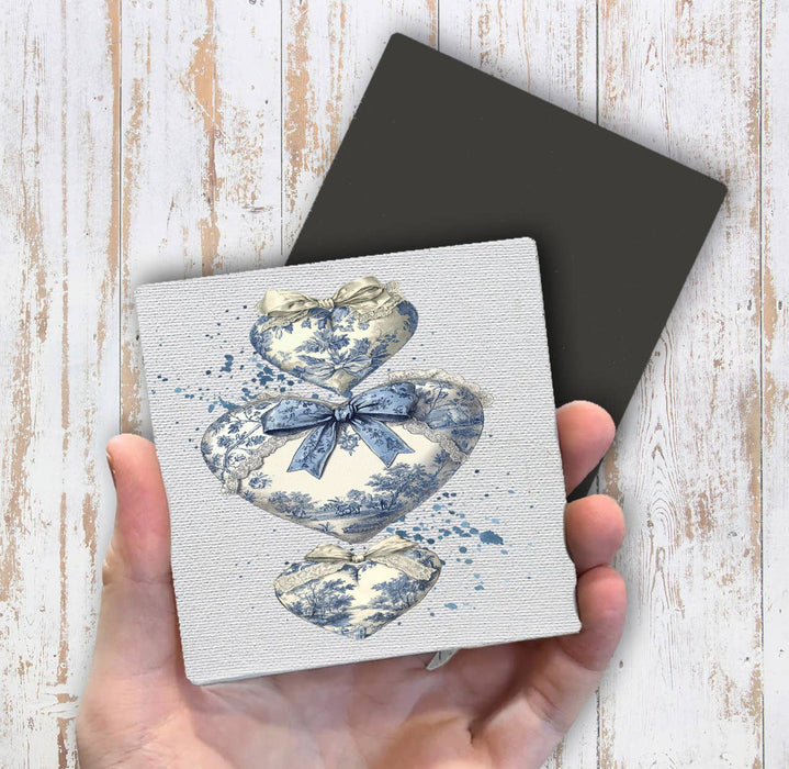 Chinoiserie Blue & White Hearts Valentine Magnet Fridge