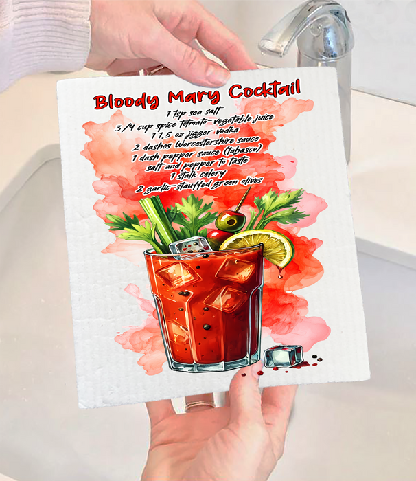 Summer Cocktail Bloody Mary Swedish Dishcloth