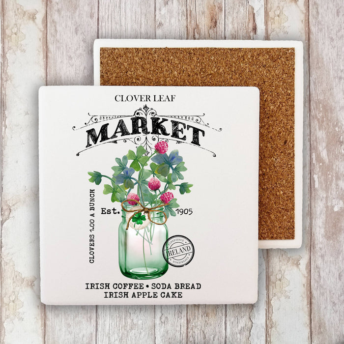 St Patricks Day Farmers Market Cotton Stone Coaster