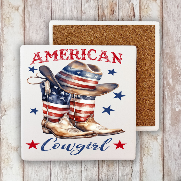 Western American Cowgirl Boots Stone Coaster
