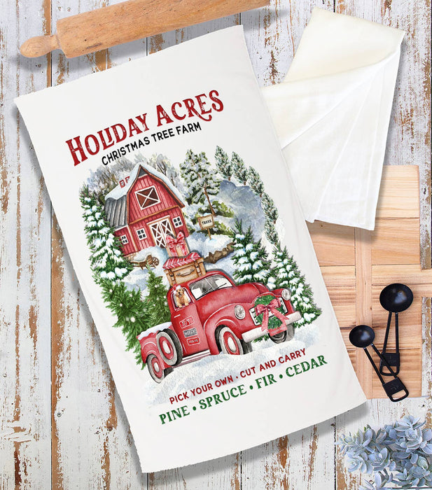 Christmas Holiday Acres Tree Farm Terry Towel