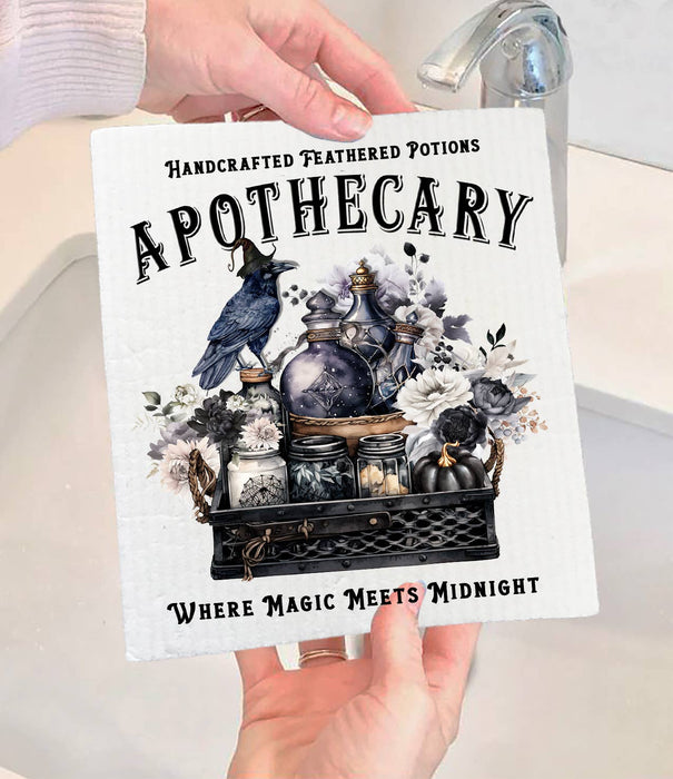 Halloween Apothecary Potions Swedish Dishcloth