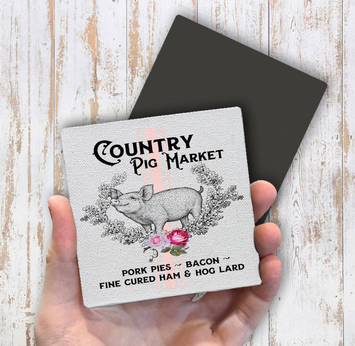 Vintage Country Pig Farmers Market Magnet Fridge