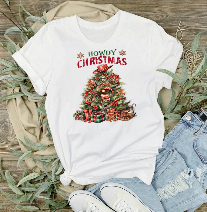 Western Howdy Christmas Tree T-Shirt