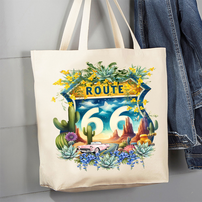 Route 66 Sign Succulents  Canvas Tote Bag