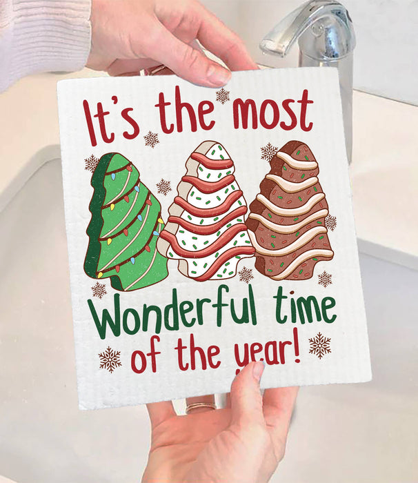 Christmas Tree cakes Wonderful Time Swedish Dishcloth