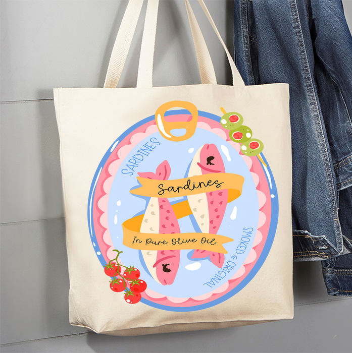 Sardines Fish Olive Oil Coastal Canvas Tote Bag