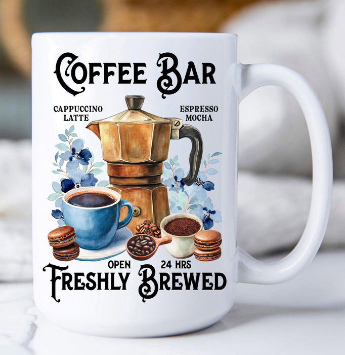 Coffee Bar Freshly Brewed Coffee Mug