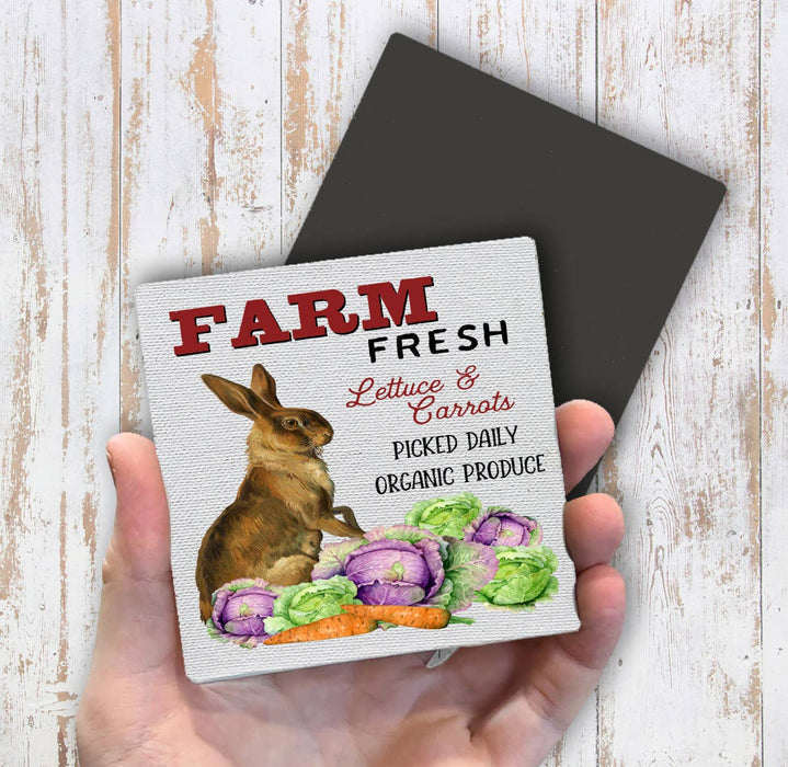 Easter Farm Lettuce Carrot Bunny Magnet Fridge