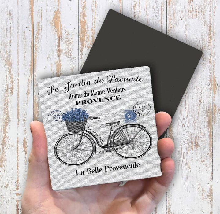 French Purple Lavender Bicycle  Magnet Fridge