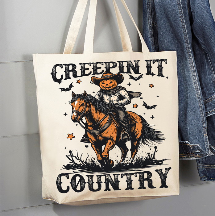 Halloween Creepin it Country Canvas Tote Bag