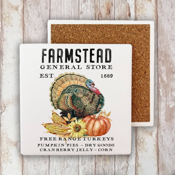 Farmstead General Store Turkeys Pies Stone Coaster