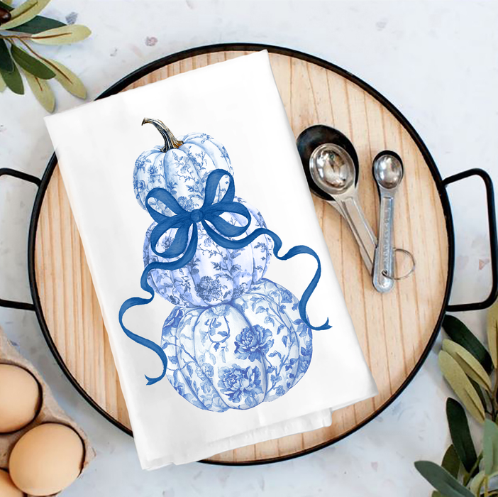 Fall Chinoiserie Blue & White Tea Towel
