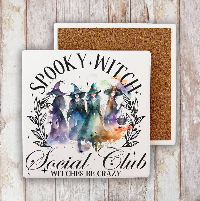 Halloween Spooky Witch Club Stone Coaster