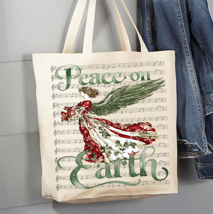 Christmas Peace on Earth Angel Canvas Tote Bag