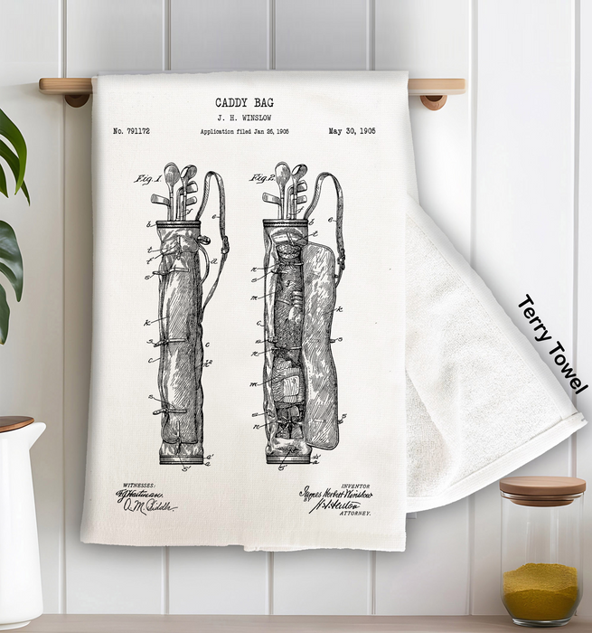 Vintage Golf Caddy Bag Kitchen Terry Towel
