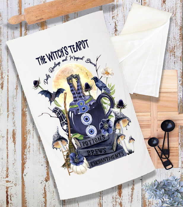 Halloween Witch's Teapot Brews Terry Towel