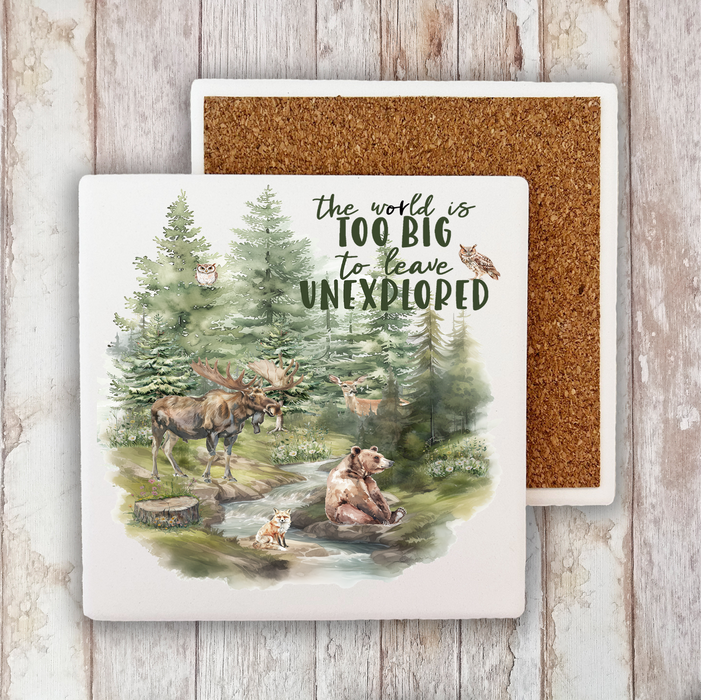 Life beautiful Adventure Woodland Animals Stone Coaster