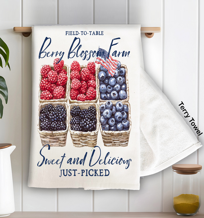 Blueberry Raspberry Blackberry Farms Kitchen Terry Towel