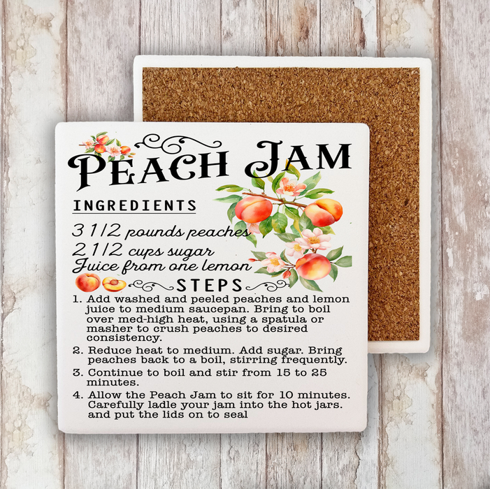 Fresh Peach Jam Recipe Stone Coaster
